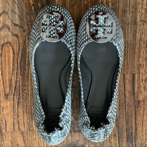 Tory Burch gray and black flats